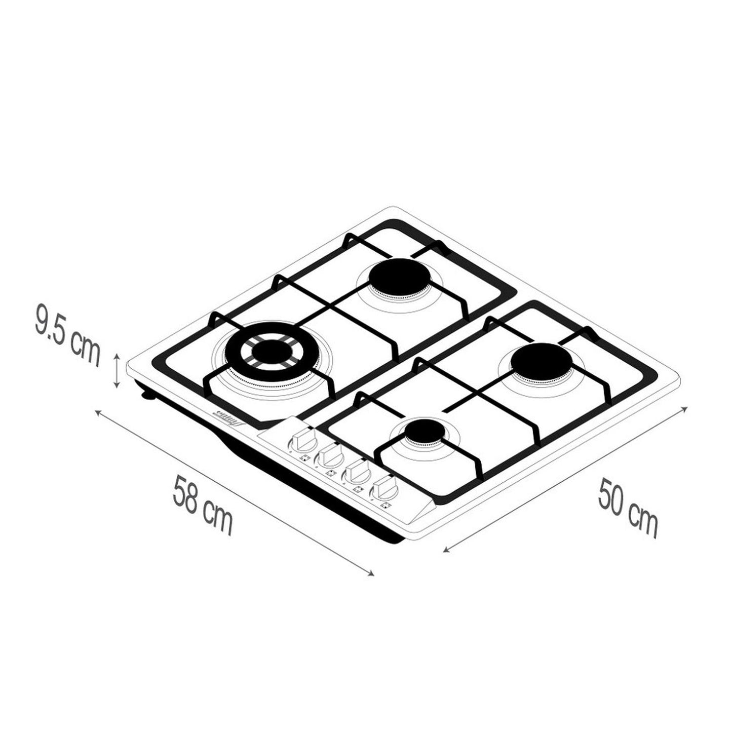 Parrilla Empotrable con 4 Quemadores Gas Natural Krüger